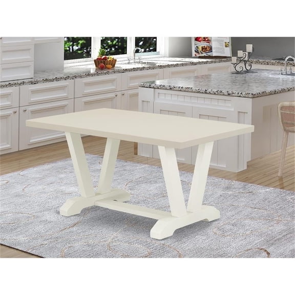 Pemberly Row Dining Table with Linen White Top and Asian Wood Legs