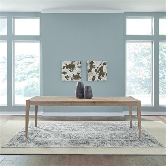 Pemberly Row Dining Table with Self-Storing Leaf in Sandstone Finish