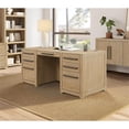 thumbnail image 1 of Pemberly Row Double Pedestal Executive Office Desk Fully Assembled Light Brown, 1 of 15
