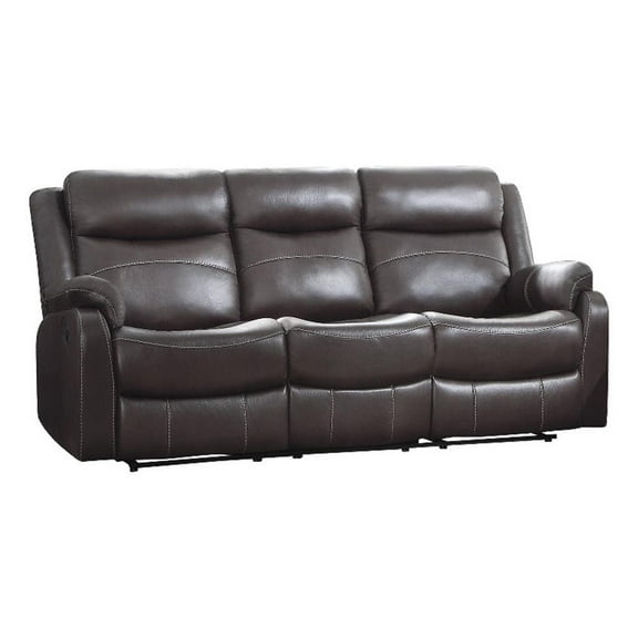 Pemberly Row Double Reclining Sofa with Drop-Down Cup Holders in Dark Brown