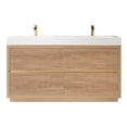 thumbnail image 1 of Pemberly Row Double Sink Bathroom Vanity Natural Oak Wood White Top No Mirror, 1 of 10