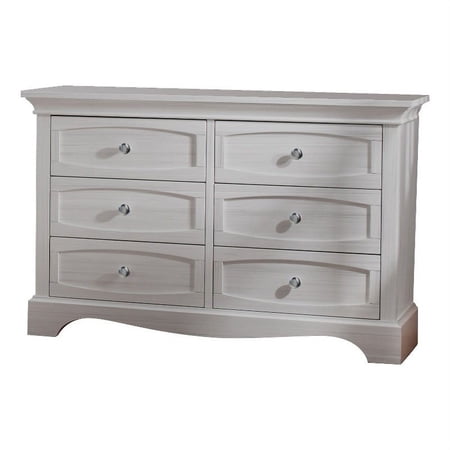 Pemberly Row Double Transitional Wood Dresser in White Finish