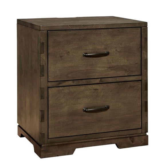 Pemberly Row Dovetail 2-Drawer Contemporary Wood Nightstand in Graphite Gray