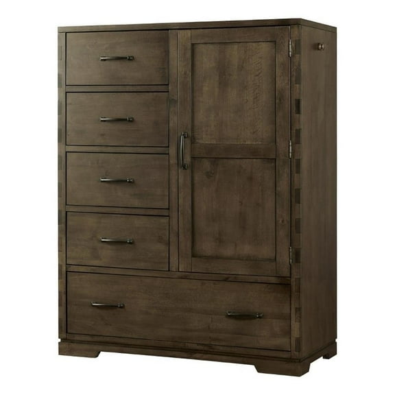 Pemberly Row Dovetail Contemporary Wood Chifferobe in Graphite Gray