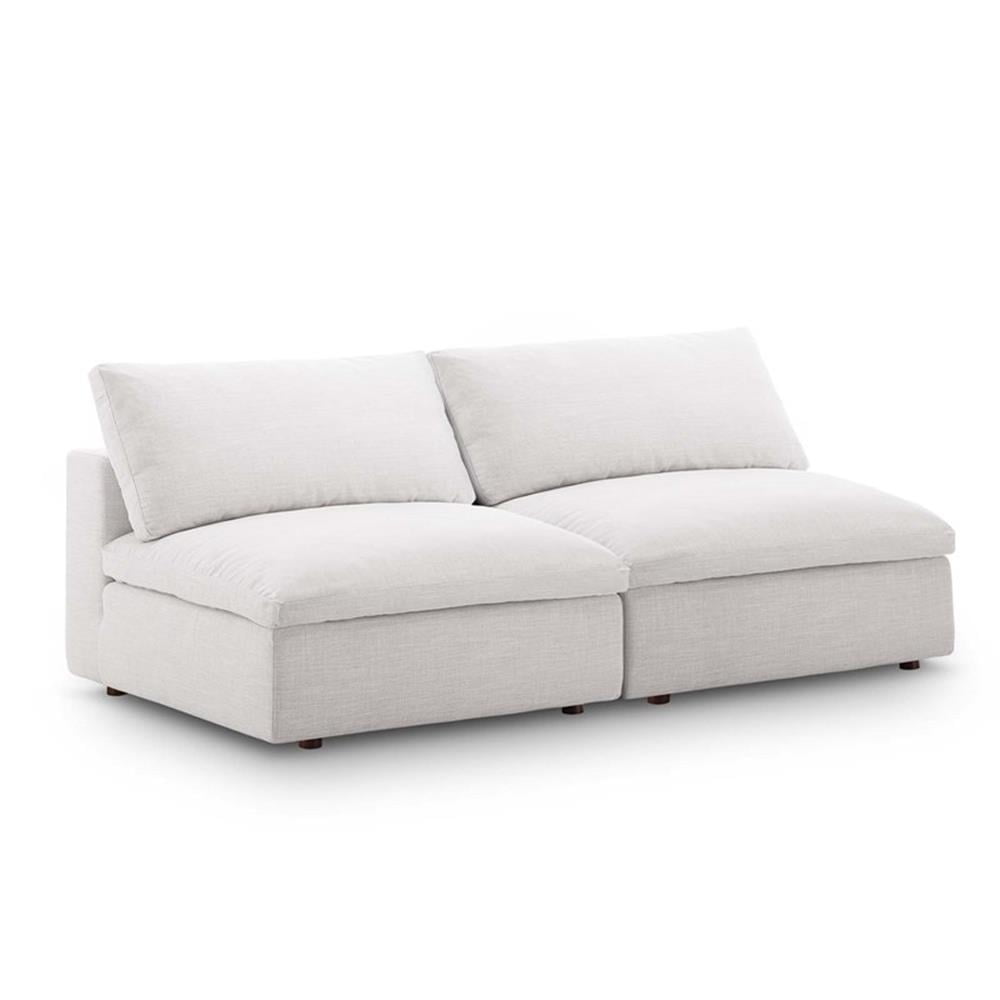 Pemberley Row Polyester Linen-Like Texture Gray Loveseat Rectangular Down Feather Cushions 78" Unassembled
