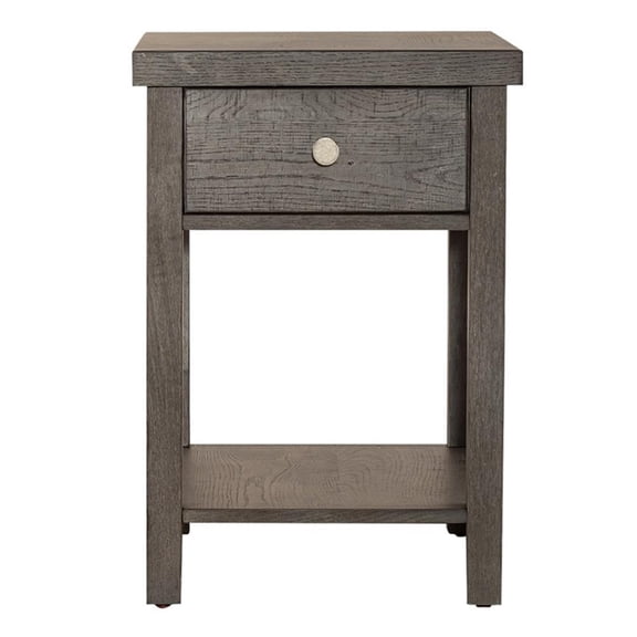 Pemberly Row Dark Gray Drawer Chair Side Table with Dovetail Construction