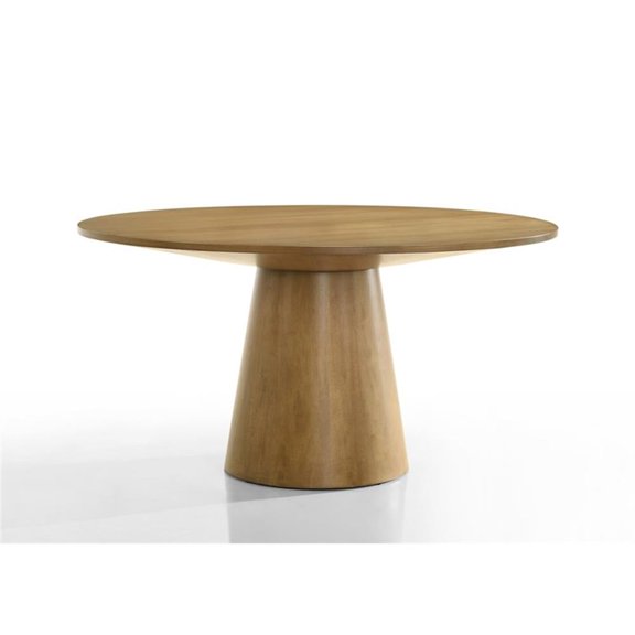 Pemberly Row Driftwood 59"W Contemporary Round Dining Table w/ Pedestal Base