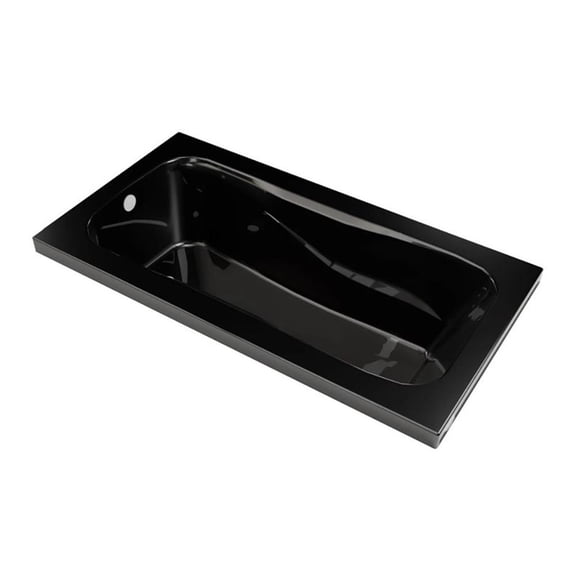 Pemberly Row Drop-In Bathtub w/ Classic Interior & Molded Armrests in Black