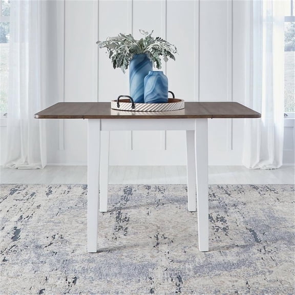 Pemberly Row Drop Leaf Kitchen Dining Table with 2 Leaves in White