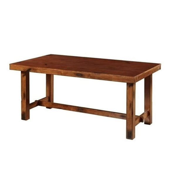 Pemberly Row Drop Leaf Trestle Wood Dining Table in Dark Oak