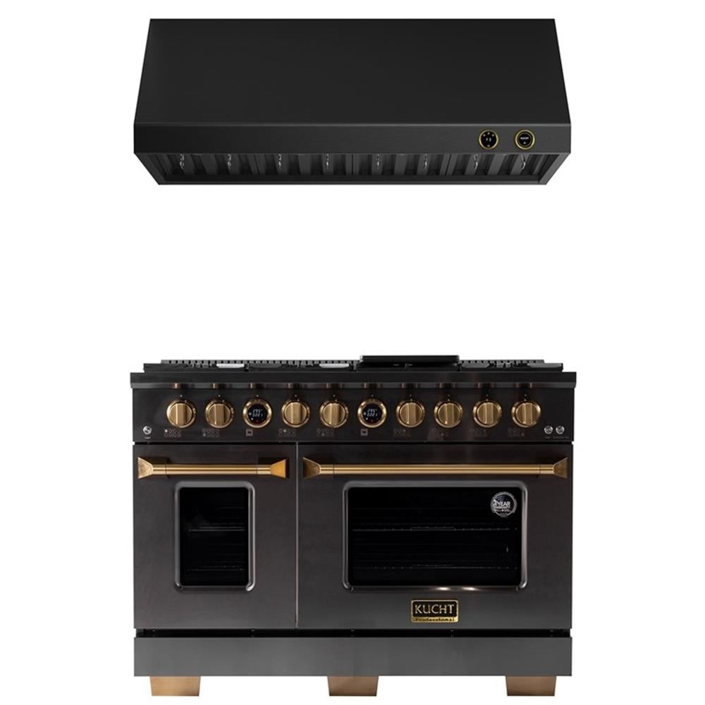 Pemberly Row Dual Fuel Range Propane Gas in Titanium Under Cabinet Range Hood