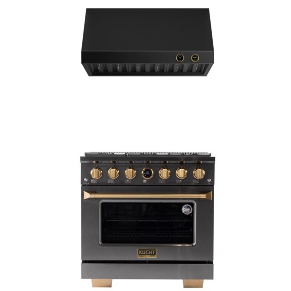 Pemberly Row Dual Fuel Range Propane Gas in Titanium Under Cabinet Range Hood