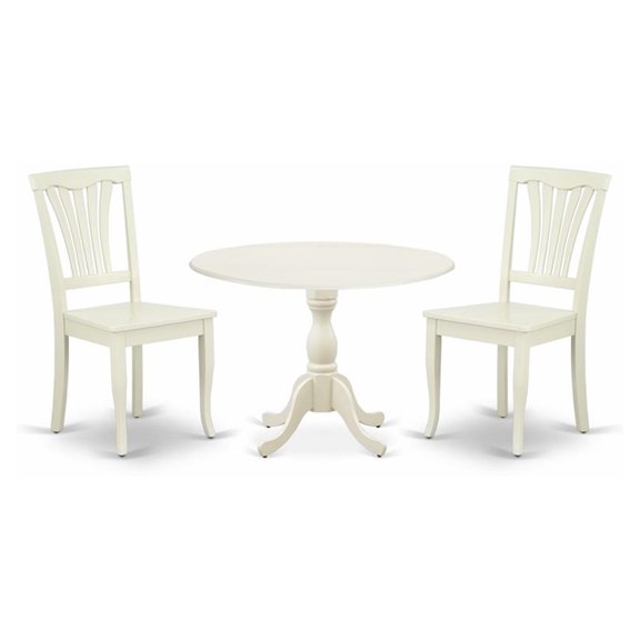 Pemberly Row Dublin 3-Piece Wood Dining Set in White Finish
