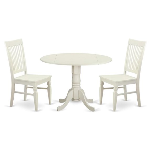 Pemberly Row Dublin 3-Piece Wood Dining Table Set in Linen White
