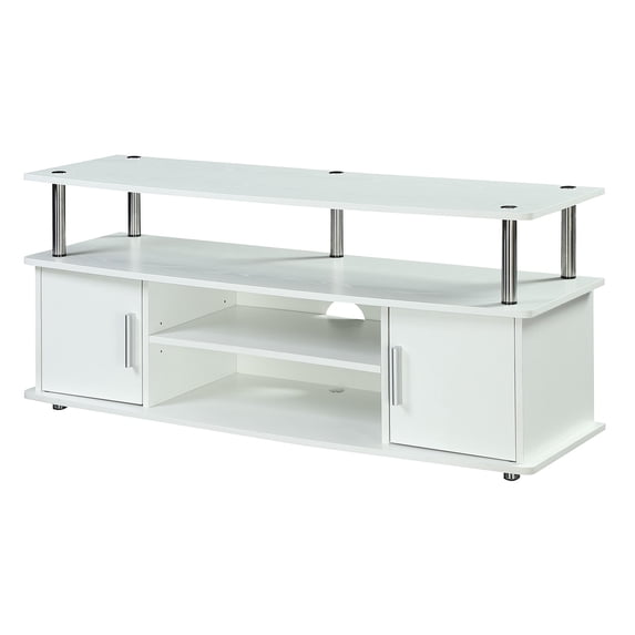 Pemberly Row Easy Assembly 45" Wood TV Stand Entertainment Console in White