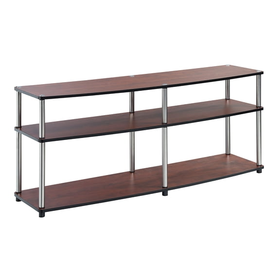 Pemberly Row Easy Assembly 60" 3 Tier TV Stand Entertainment Console in Cherry