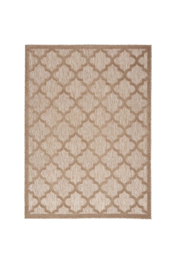 Easy Care 5'x7' Fabric Natural Beige Modern Indoor/Outdoor Rug