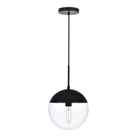 Pemberly Row Eclipse 1-Light Metal & Glass Pendant in Black and Clear