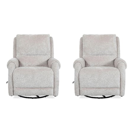 Pemberly Row Ecru Mist Manual Swivel Glider Recliner Two Pack