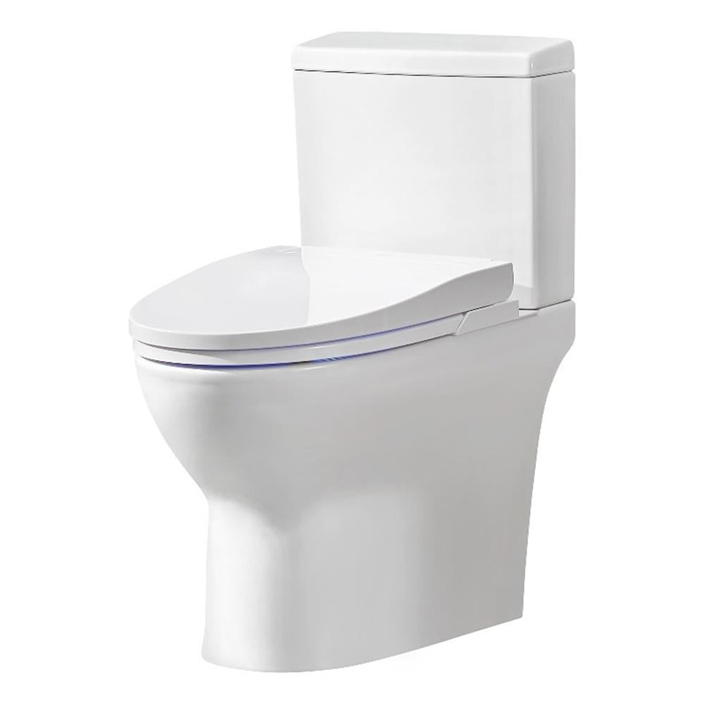 Pemberly Row Elongated Hands-Free Smart Bidet Toilet in White