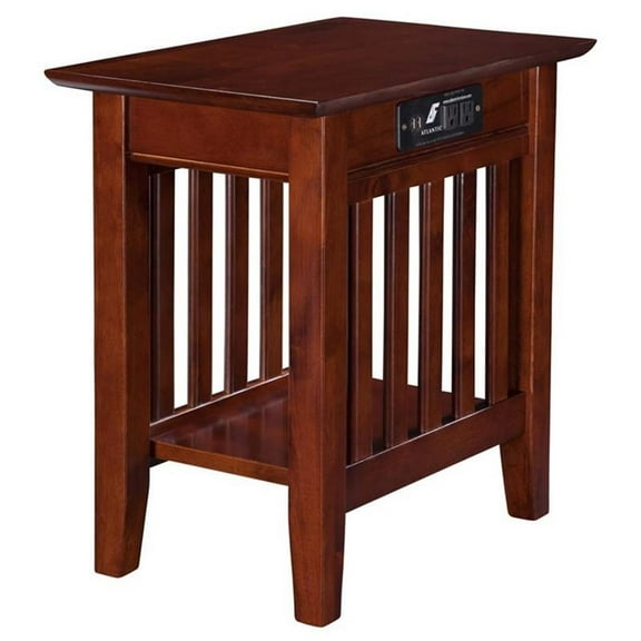 Pemberly Row End Table Coffee Accent Table Rectangle in Wood - Walnut