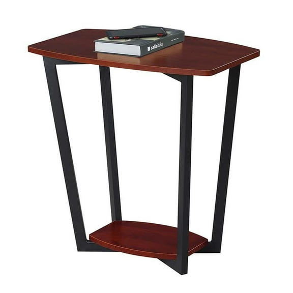 Pemberly Row End Table in Cherry Wood Finish and Black Metal