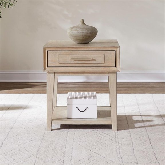 Pemberly Row End Table w/ Drawer & Open Shelf in Sandstone