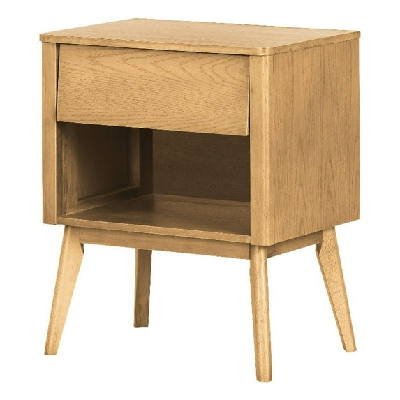 Pemberly Row Engineered Wood 1-Drawer Nightstand in Beige/Natural Oak