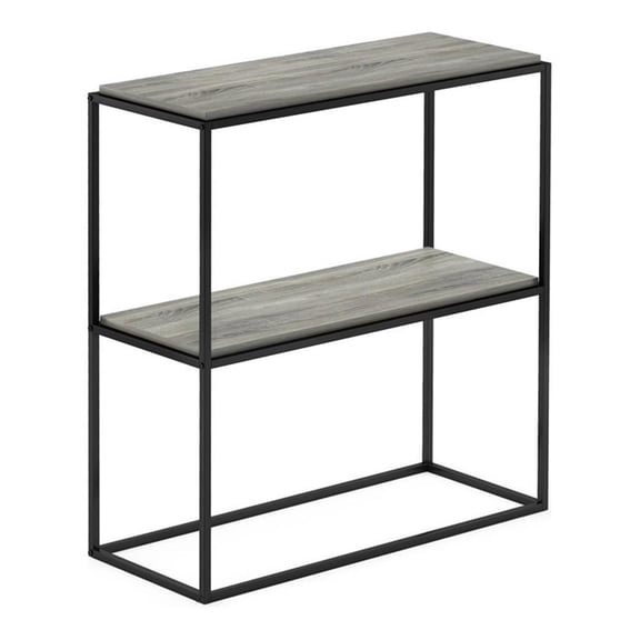 Pemberly Row Engineered Wood 2-Tier Wide Stackable Shelf in French Oak Gray