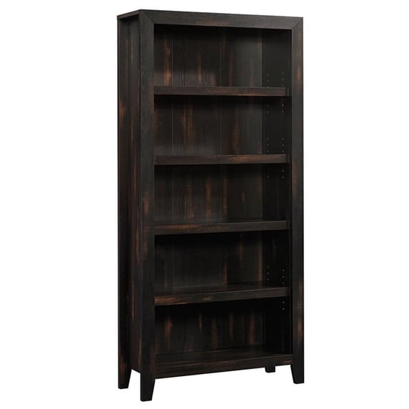 Pemberly Row Engineered Wood 5-Shelf Bookcase in Char Pine