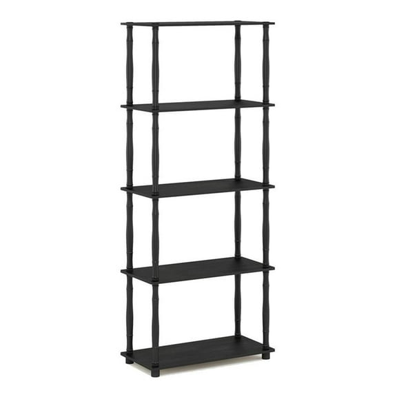 Pemberly Row Engineered Wood 5-Tier Shelf Display Rack in Americano Black