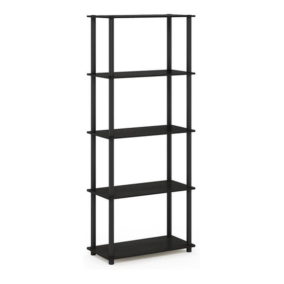 Pemberly Row Engineered Wood 5-Tier Shelf Display Rack in Espresso/Black