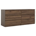 thumbnail image 1 of Pemberly Row Engineered Wood 6 Drawer Double Dresser in Walnut, 1 of 12