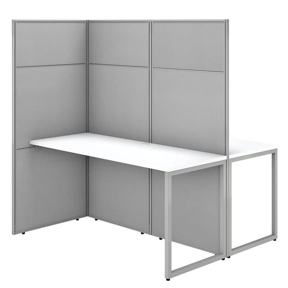 Pemberly Row Engineered Wood 60W 2 Person Cubicle Desk with 66H Panels in White