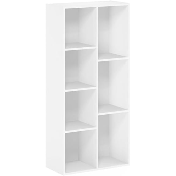 Pemberly Row Engineered Wood 7-Cube Reversible Open Shelf in White