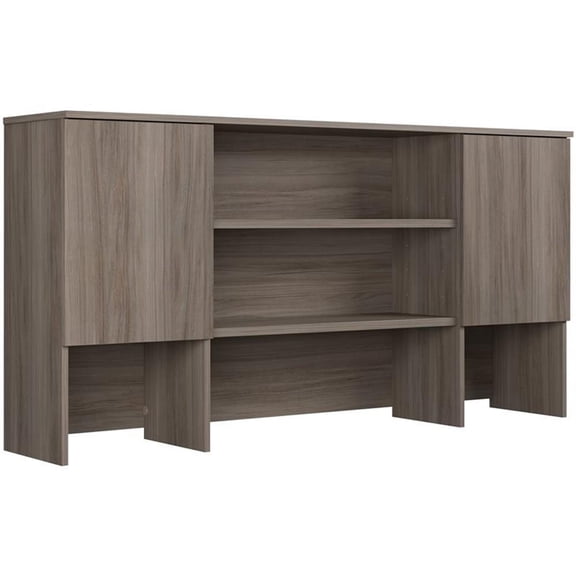 Pemberly Row Engineered Wood 72" Desktop Storage Hutch in Hudson Elm/Gray