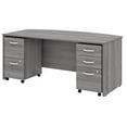 thumbnail image 1 of Pemberly Row Engineered Wood 72W Bow Front Desk w/ Mobile File Cabinets in Gray, 1 of 7