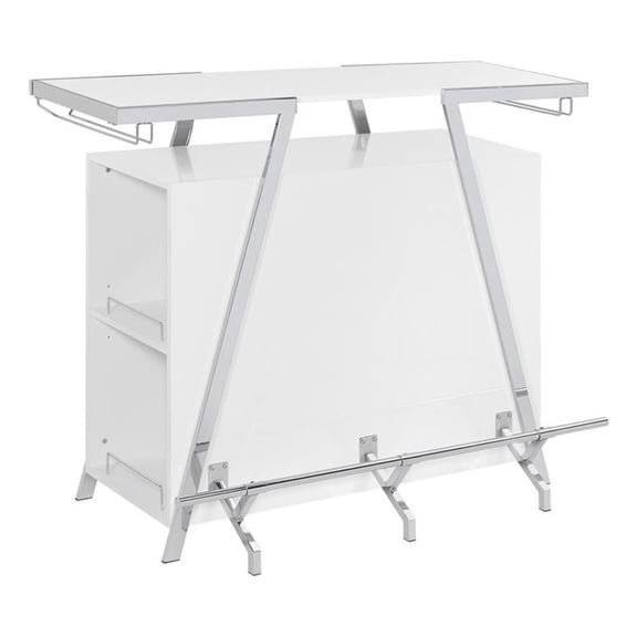 Pemberly Row Engineered Wood Bar Table with LED lights in White