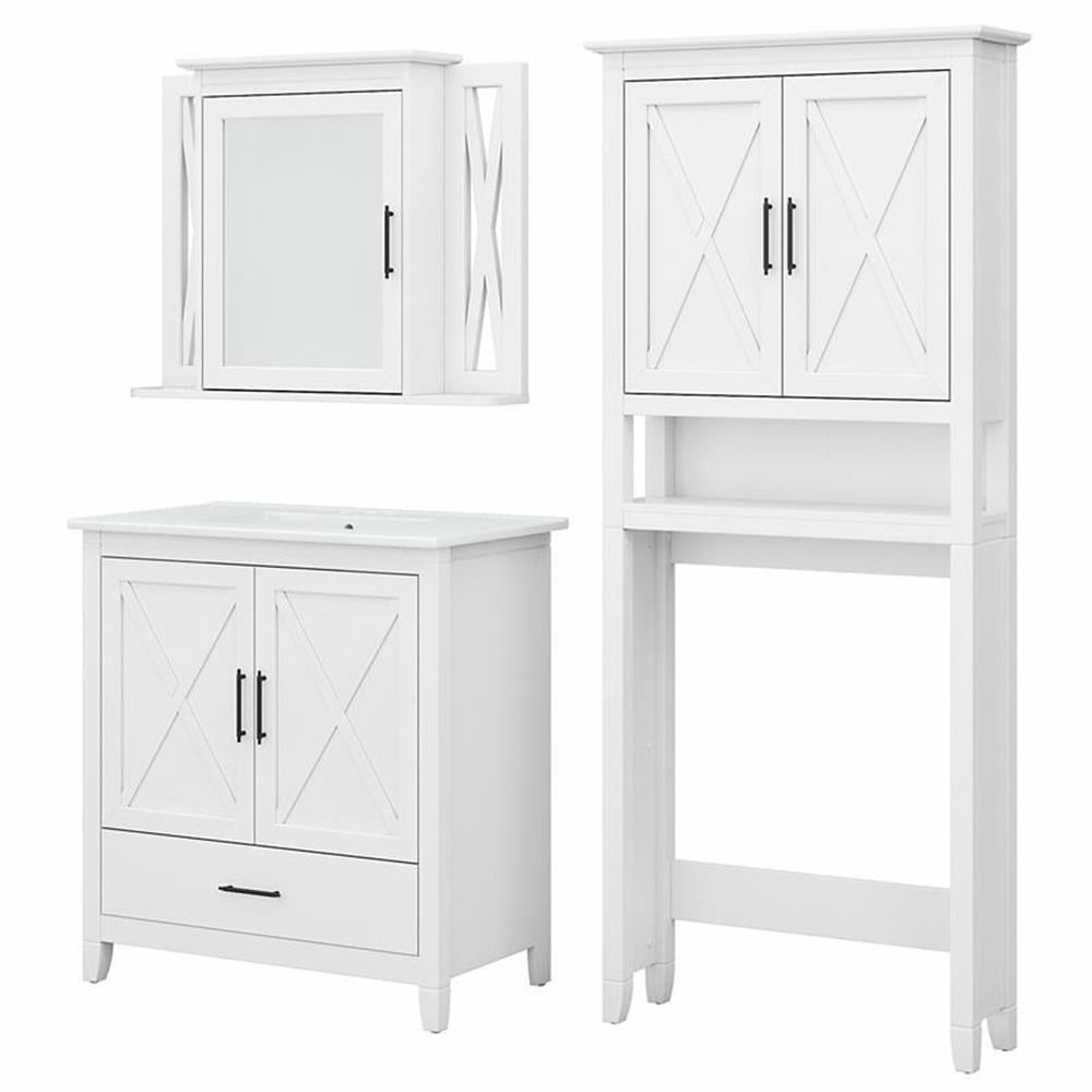 Pemberly Row Engineered Wood Bathroom Vanity Set with Space Saver in ...
