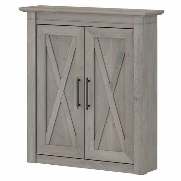 Pemberly Row Engineered Wood Bathroom Wall Cabinet with Doors in Driftwood Gray