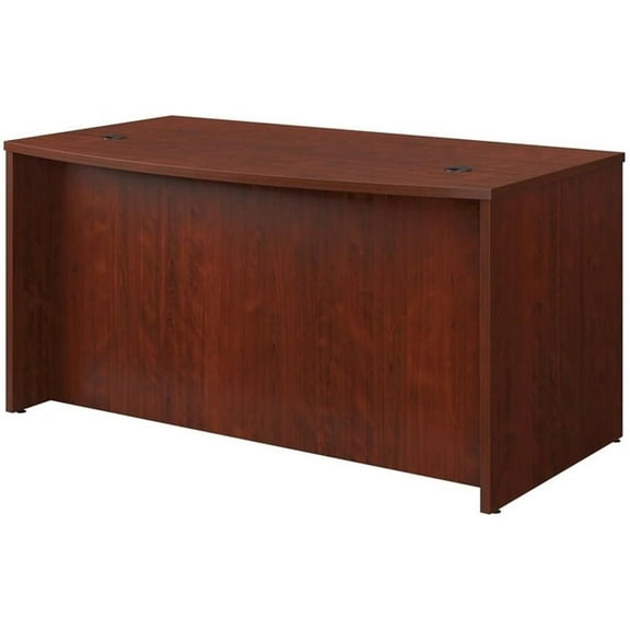 Pemberly Row Engineered Wood Bowfront Executive Desk in Classic Cherry