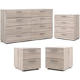 thumbnail image 1 of Pemberly Row Engineered Wood Brown Dresser + Chest + 2 Nightstands 4pc Set, 1 of 30