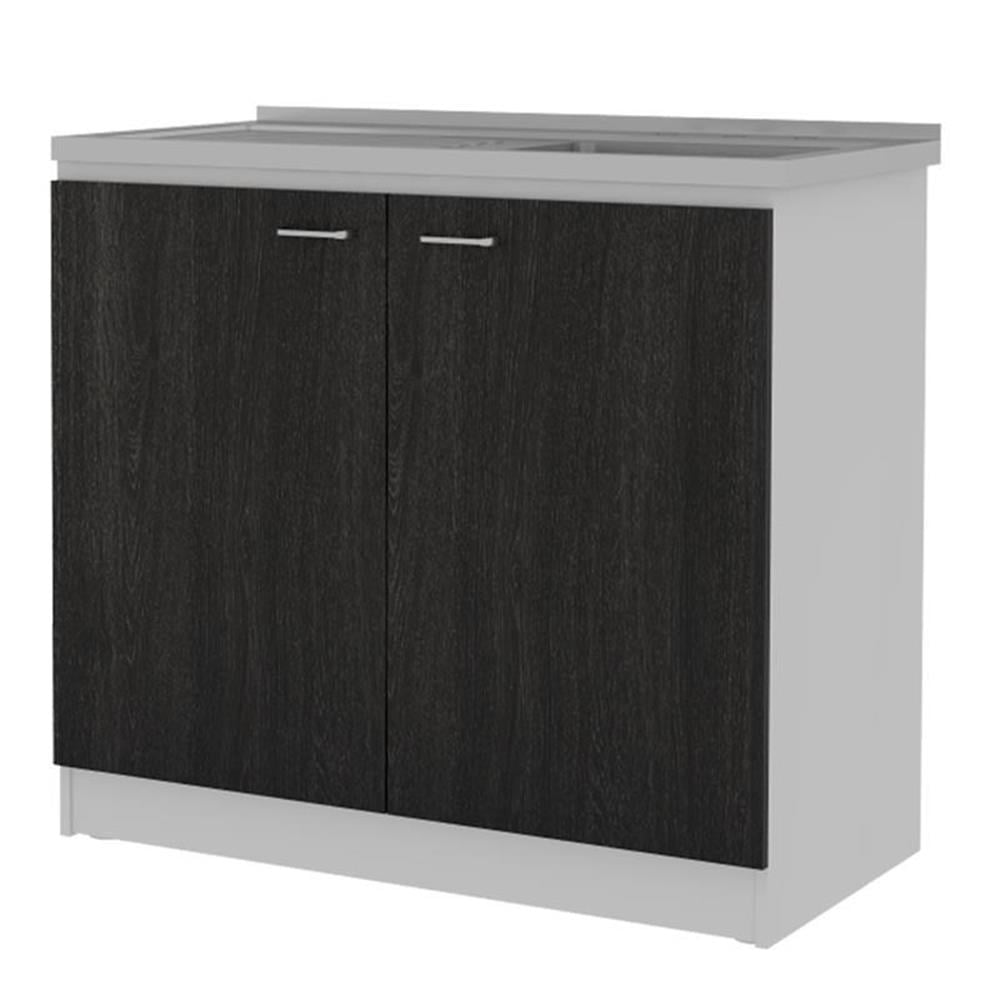 Pemberly Row Engineered Wood Cabinet with Utility Sink in Espresso