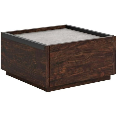 Pemberly Row Engineered Wood Coffee Table in Rich Walnut/Slate Gray