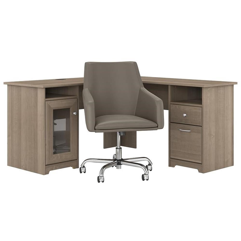 Pemberly Row Engineered Wood Computer Desk and Chair Set in Ash Gray ...