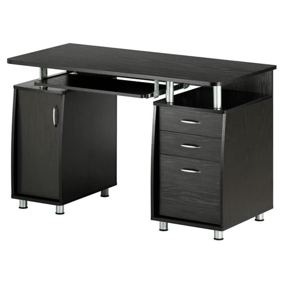 Pemberly Row Engineered Wood Computer Desk with Storage in Espresso