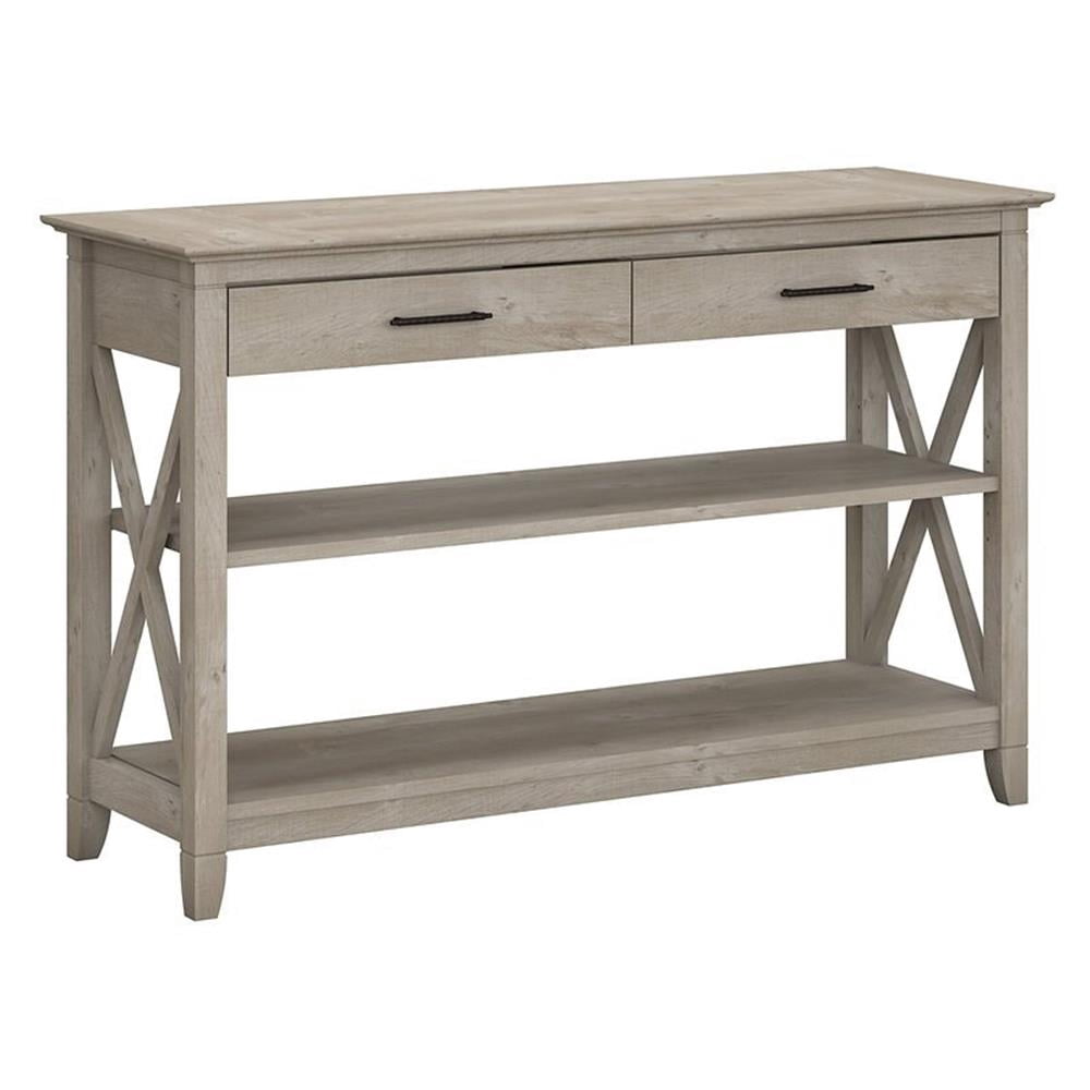 Pemberly Row Engineered Wood Console Table with Drawers in Washed Gray ...