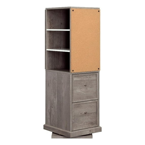 Pemberly Row Engineered Wood Craft Tower in Mystic Oak Finish