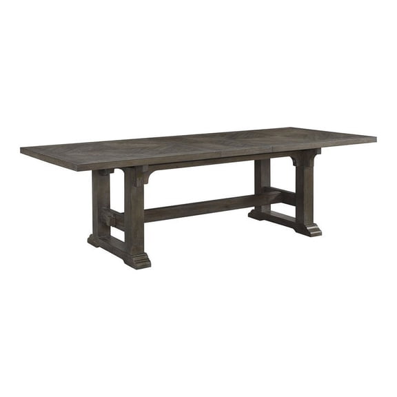 Pemberly Row Engineered Wood Dining Table with Self-Storing Leaf in Brown