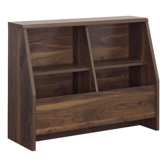 Pemberly Row Engineered Wood Footboard/Bookcase in Grand Walnut